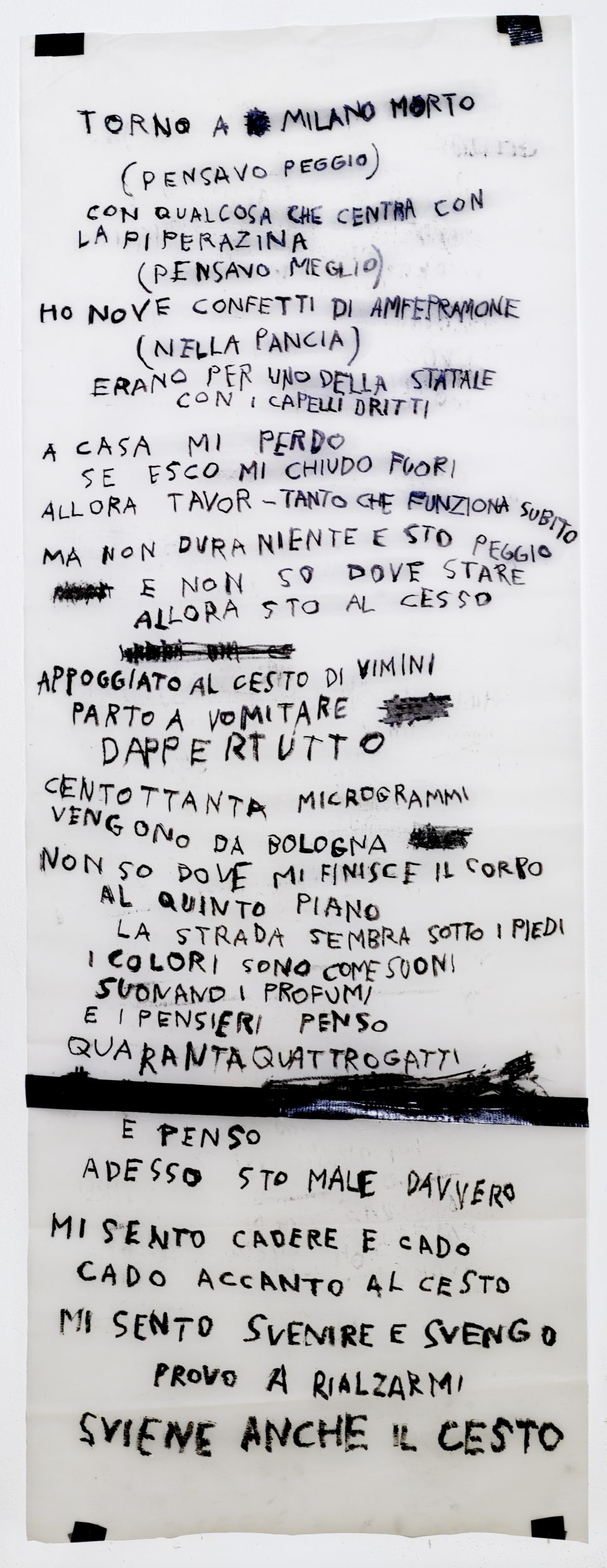 Roberto Cuoghi - Martedì dopo Boltanski (writing with Pechan prisms)
